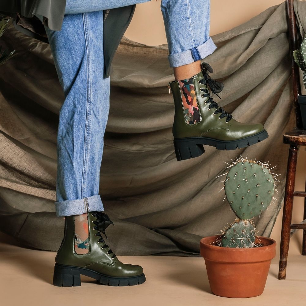 ARTEMIS Bottillon Vert en cuir de cactus