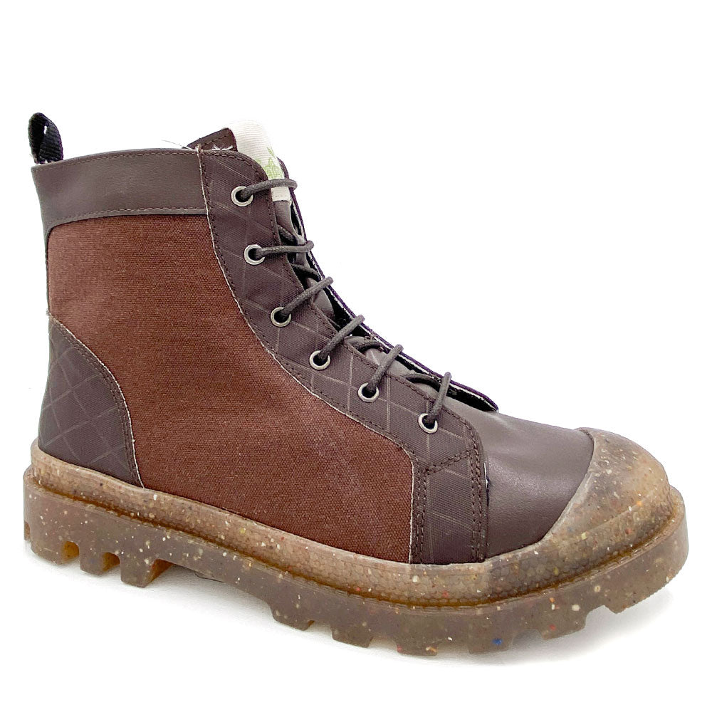 Brown bootie in recycled textile 1970