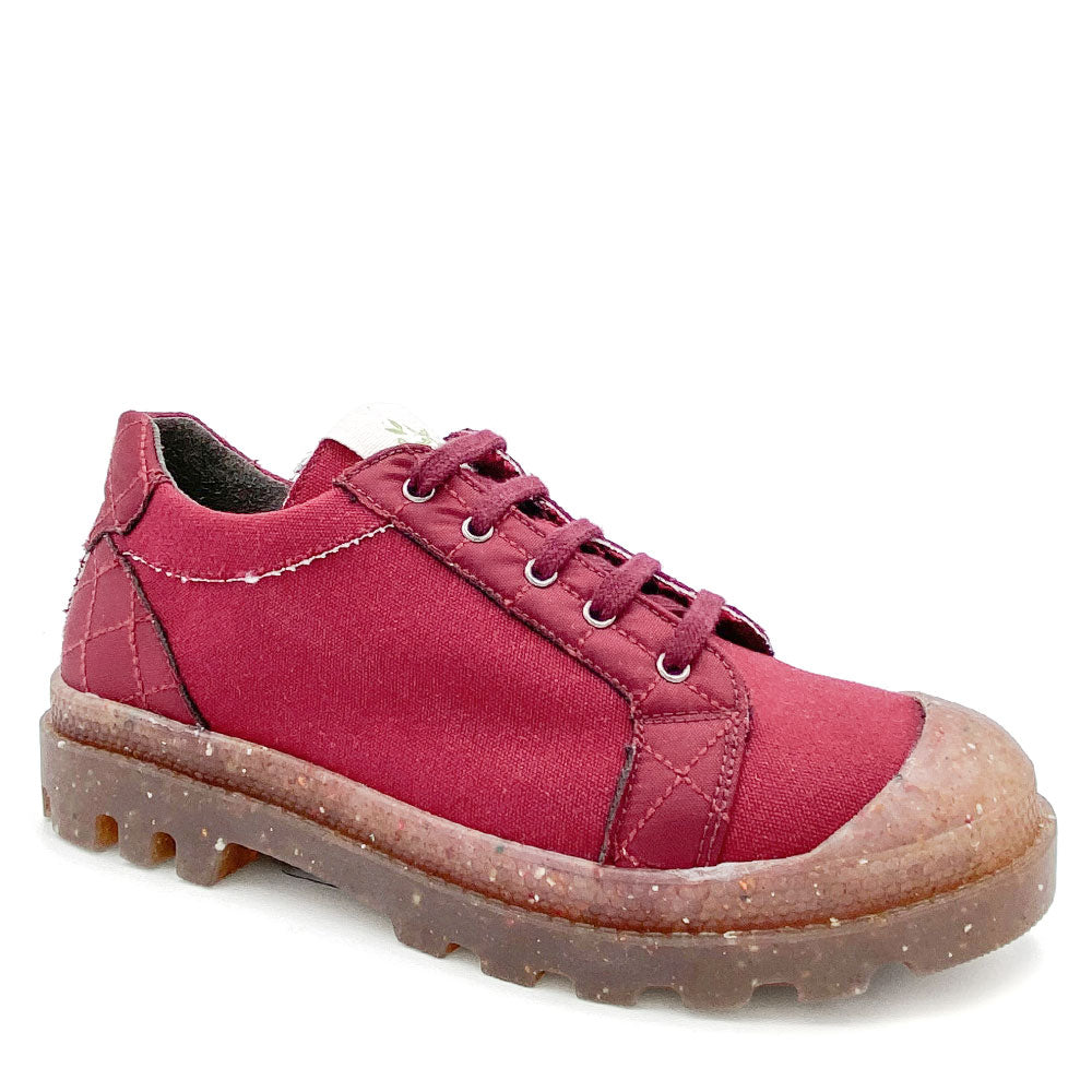 Burgundy shoe in recycled textile 1971