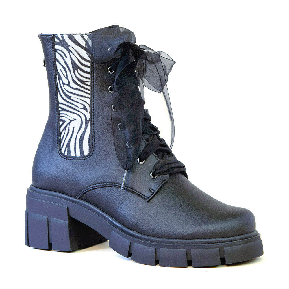 ARTEMIS Bottillon Noir en cuir de cactus