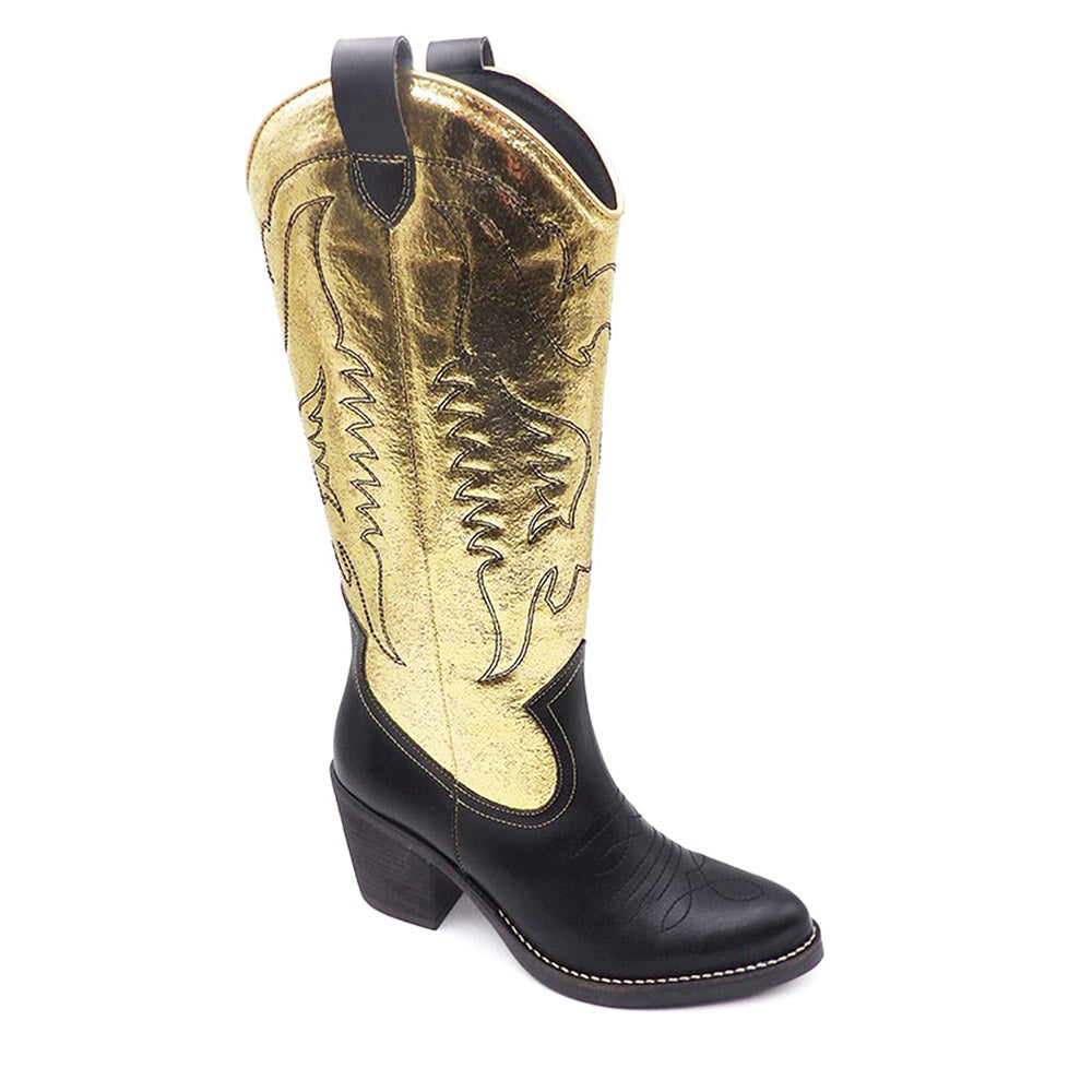 Gold and black cowboy boot in cactus leather 1952