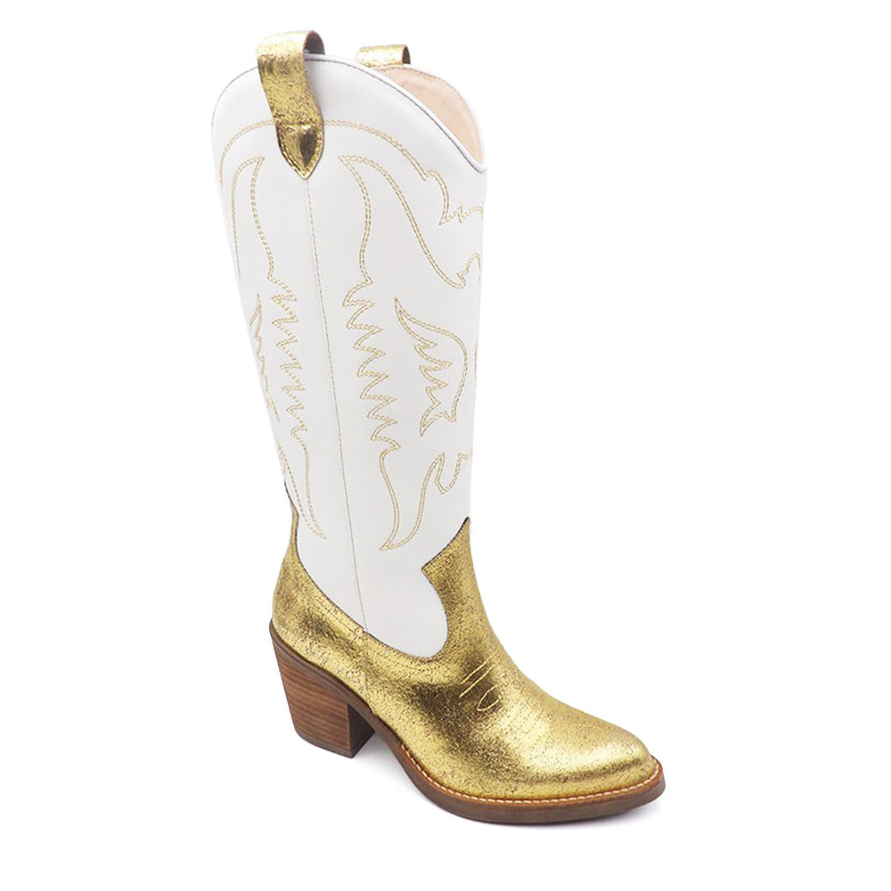 Gold and white cowboy boot in cactus leather 1952