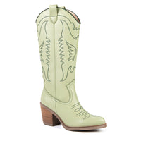 GEORGIA Botte de cowboy Menthe en cuir de cactus