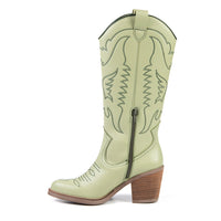 GEORGIA Botte de cowboy Menthe en cuir de cactus