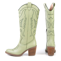 GEORGIA Botte de cowboy Menthe en cuir de cactus