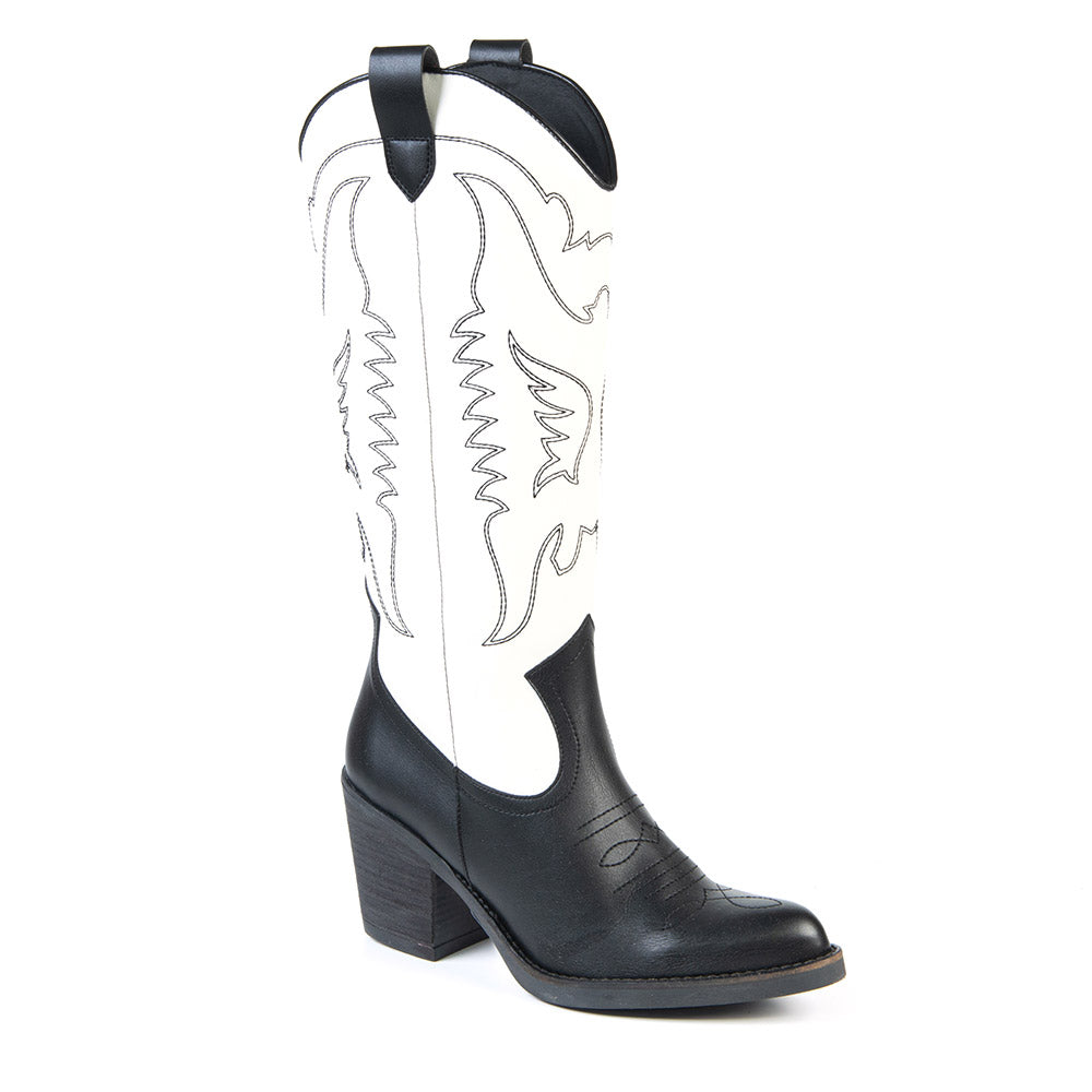 Black and white cowboy boot in cactus leather 1952