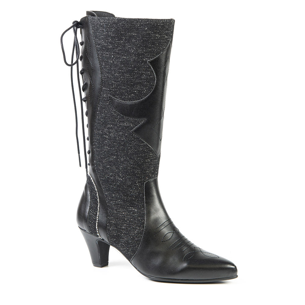 Black high boot in recycled textile 2181