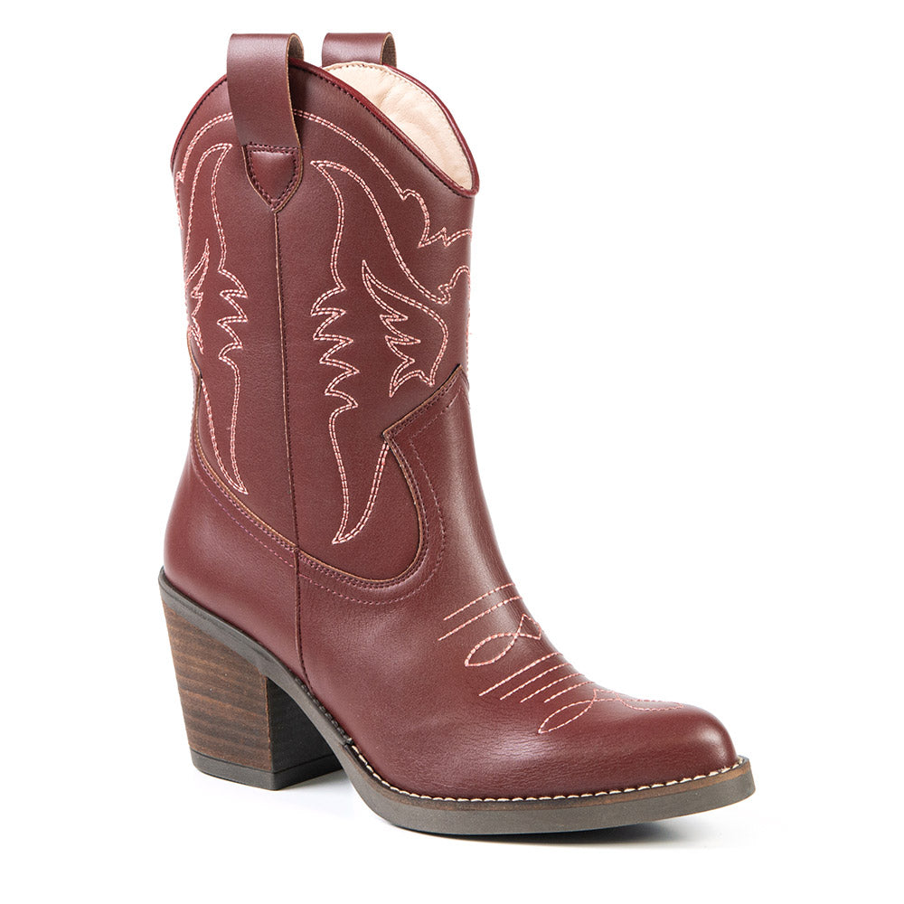 Burgundy short cowboy boot in cactus leather 2186