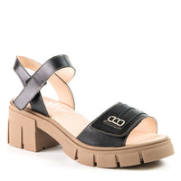 BEVERLY Sandale noire en cuir de cactus