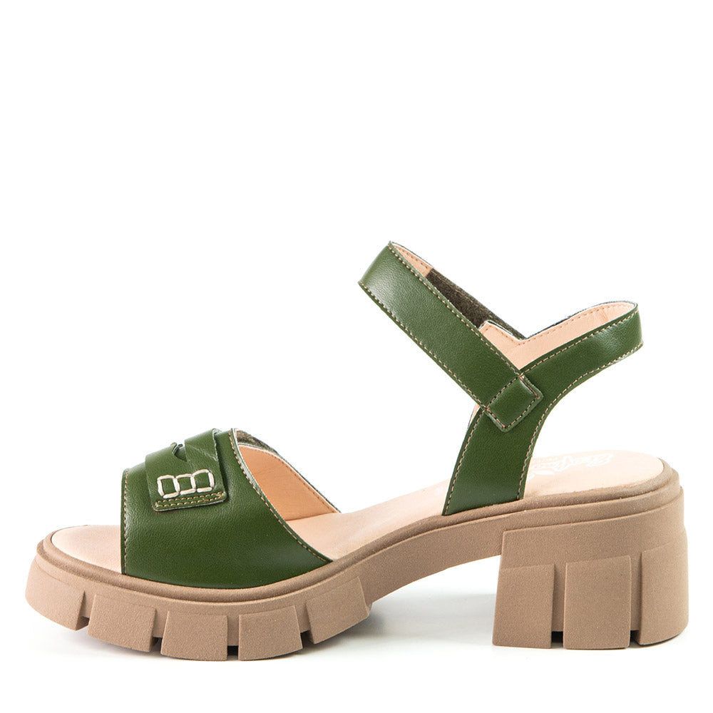BEVERLY Sandale verte en cuir de cactus