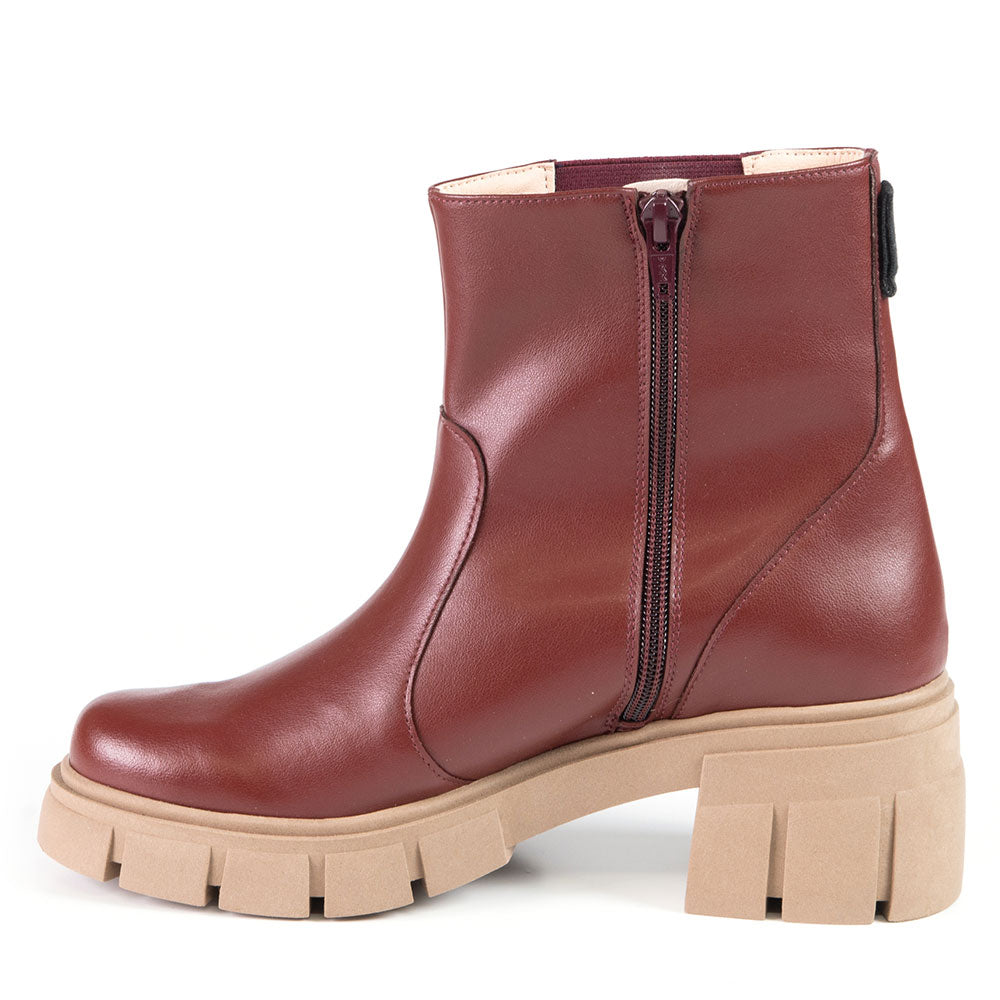 CHELSEA Bottillon Bourgogne en cuir de cactus