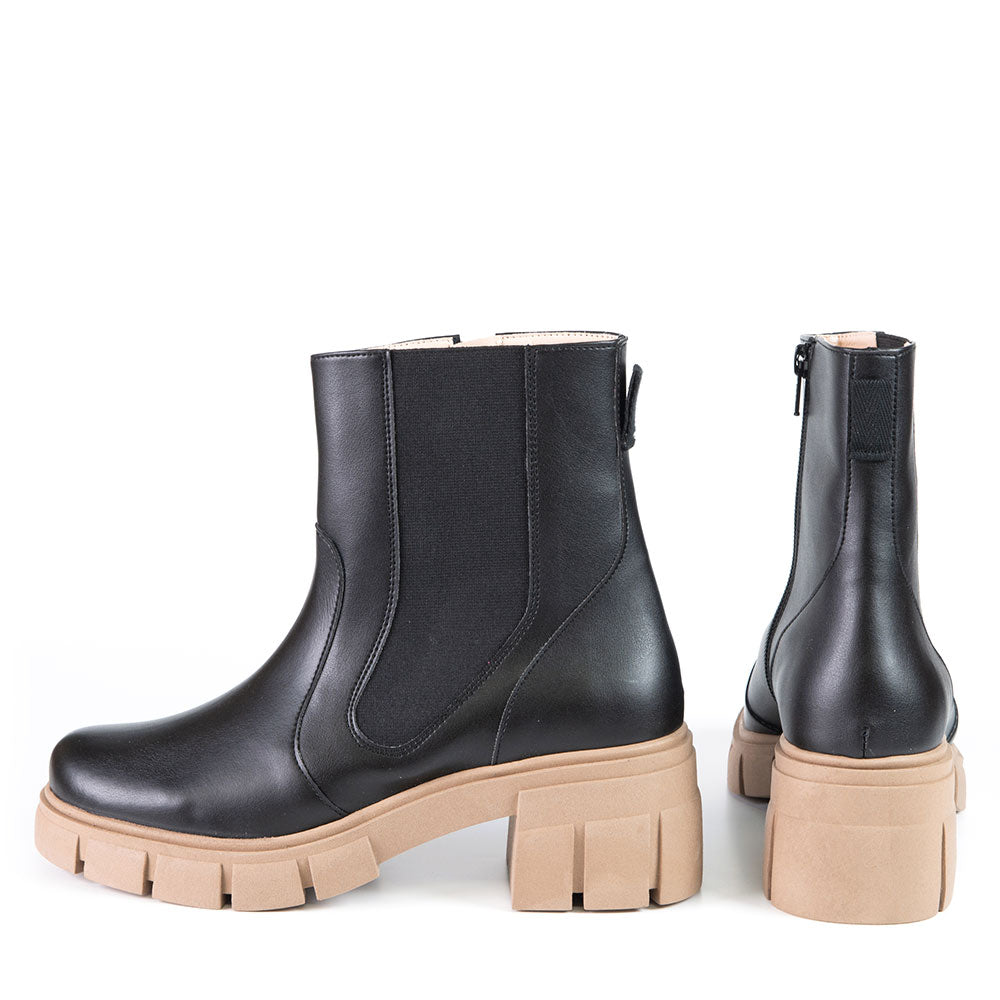 CHELSEA Bottillon Noir en cuir de cactus