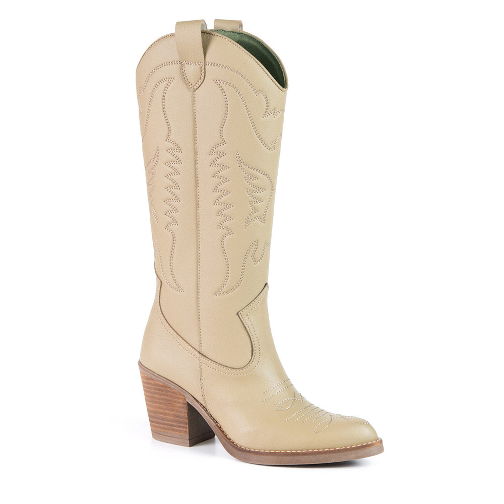 GEORGIA Botte de cowboy Beige en cuir de cactus