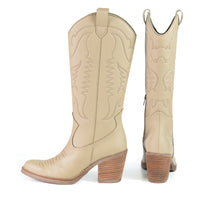 GEORGIA Beige Cactus Leather Cowboy boot