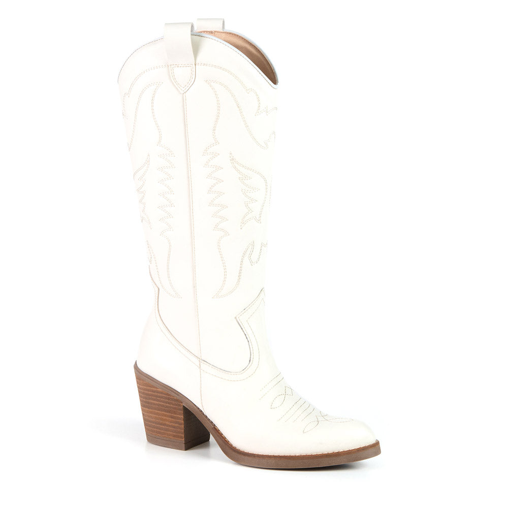 GEORGIA Botte de cowboy Blanche en cuir de cactus