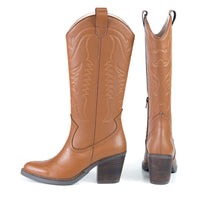 GEORGIA Tan Cactus Leather Cowboy boot