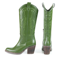 GEORGIA Botte de cowboy Vert en cuir de cactus