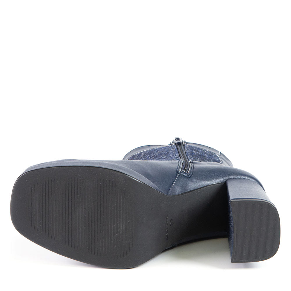 MAGALIE Bottillon talon haut Bleu en matériel recyclé