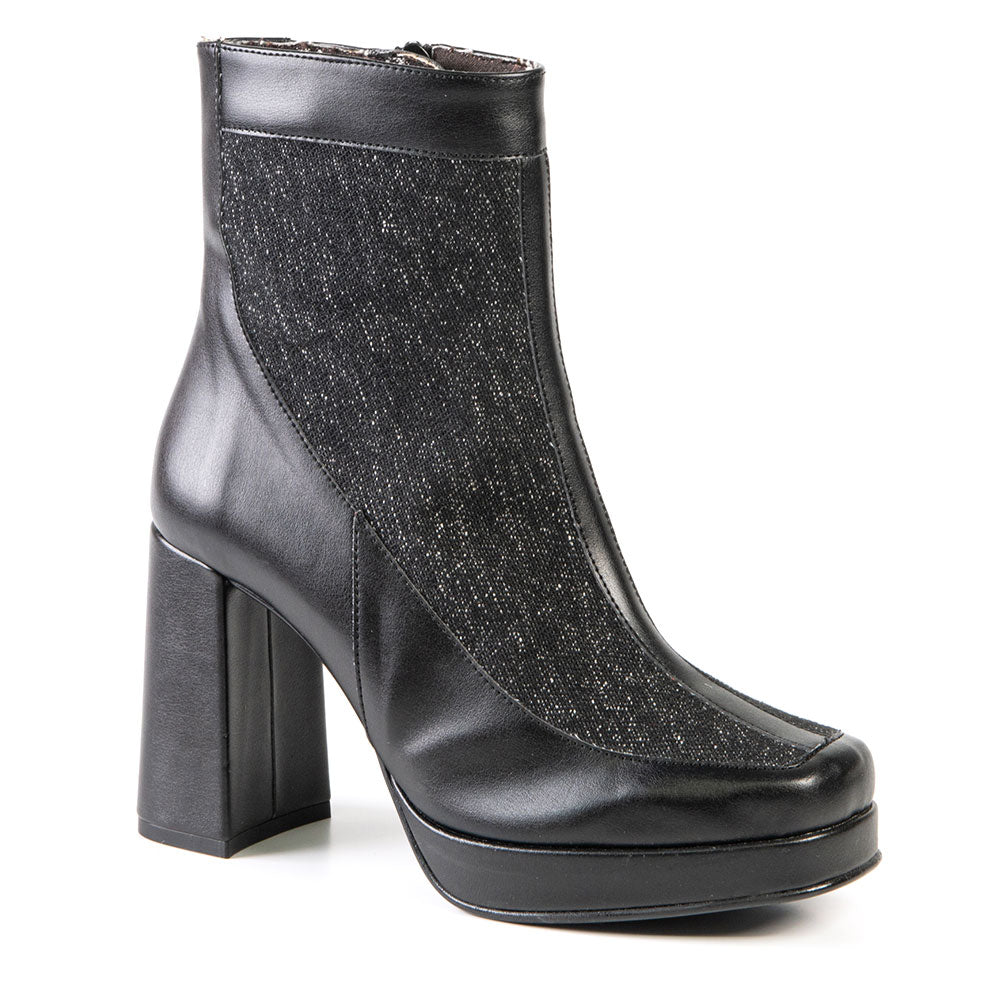 Black bootie in recycled textile 1969