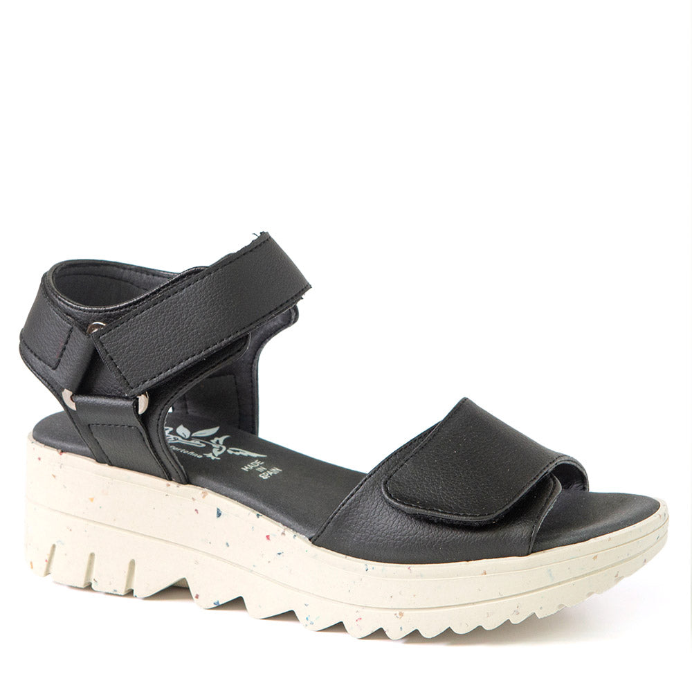 LARENTIA Sandale noire en cuir de cactus