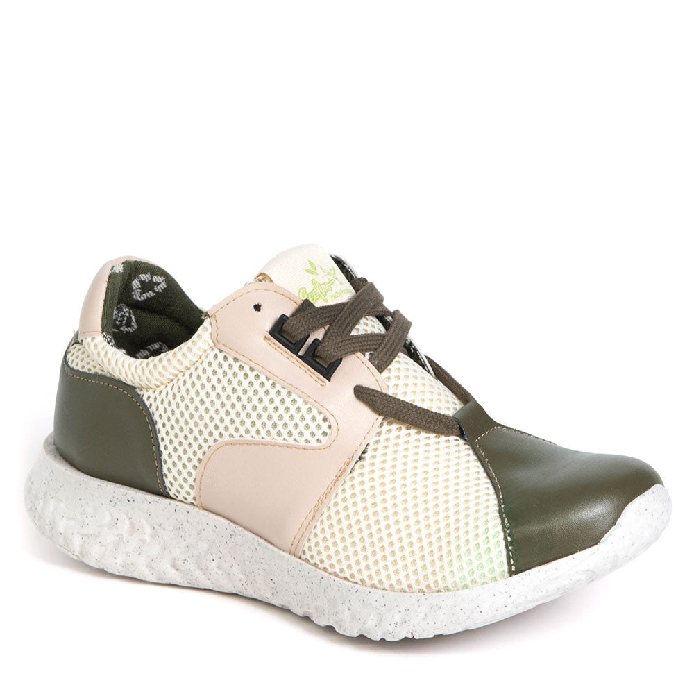 Beige sneaker in recycled textile 32308