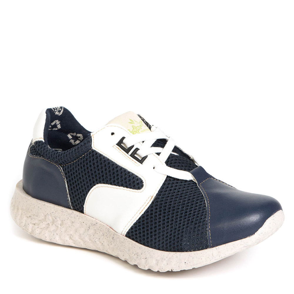 Navy sneaker in recycled textile 32308