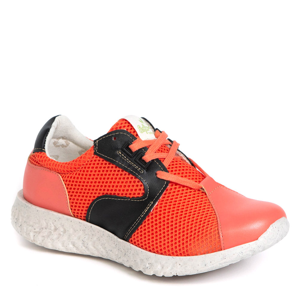 Orange sneaker in recycled textile 32308