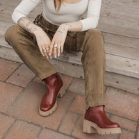CHELSEA Burgundy Cactus Leather Bootie