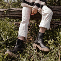 CHELSEA Bottillon Noir en cuir de cactus