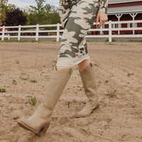 GEORGIA Beige Cactus Leather Cowboy boot