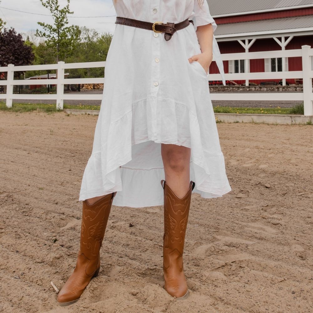 GEORGIA Botte de cowboy Tan en cuir de cactus