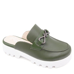 Mule verte en cuir de cactus 2062