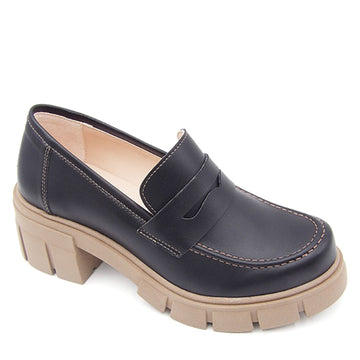 Loafer noir en cuir de cactus