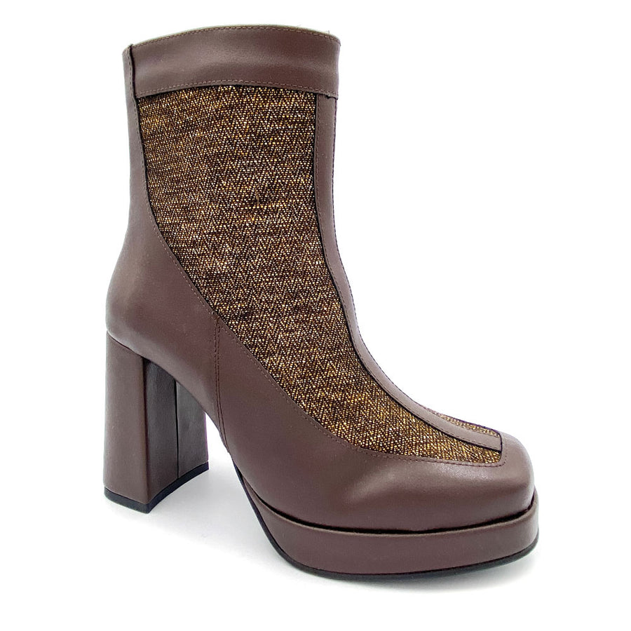 Brown bootie in recycled textile 1969