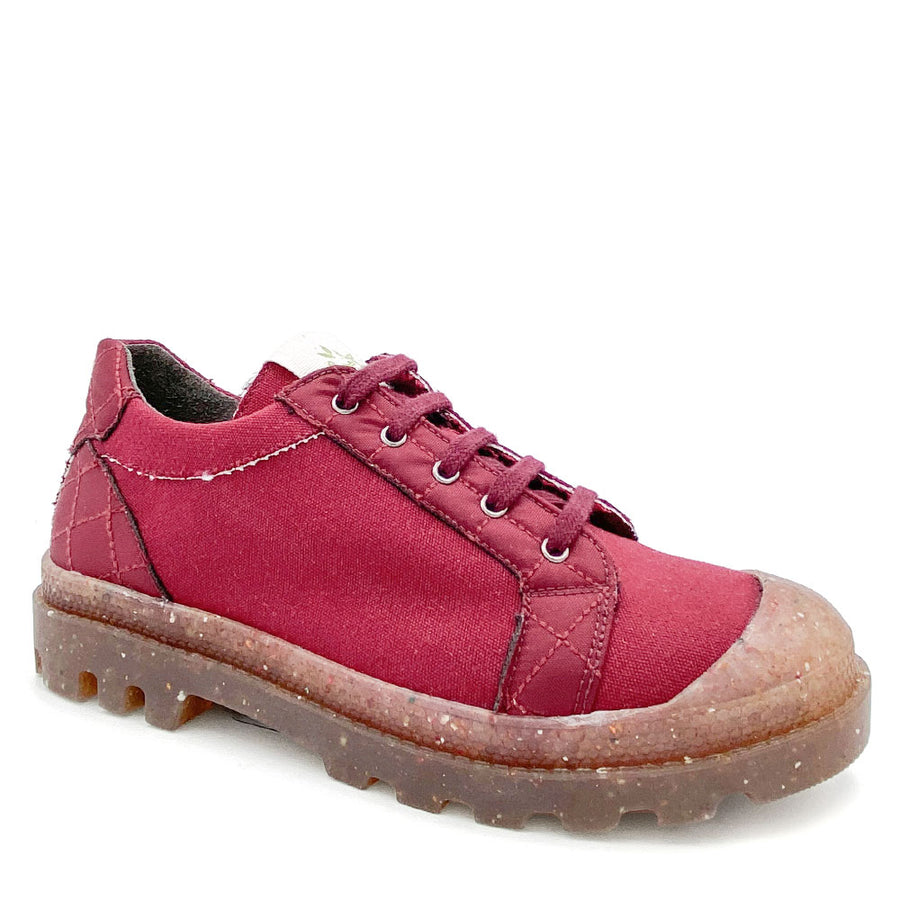 Burgundy shoe in recycled textile 1971