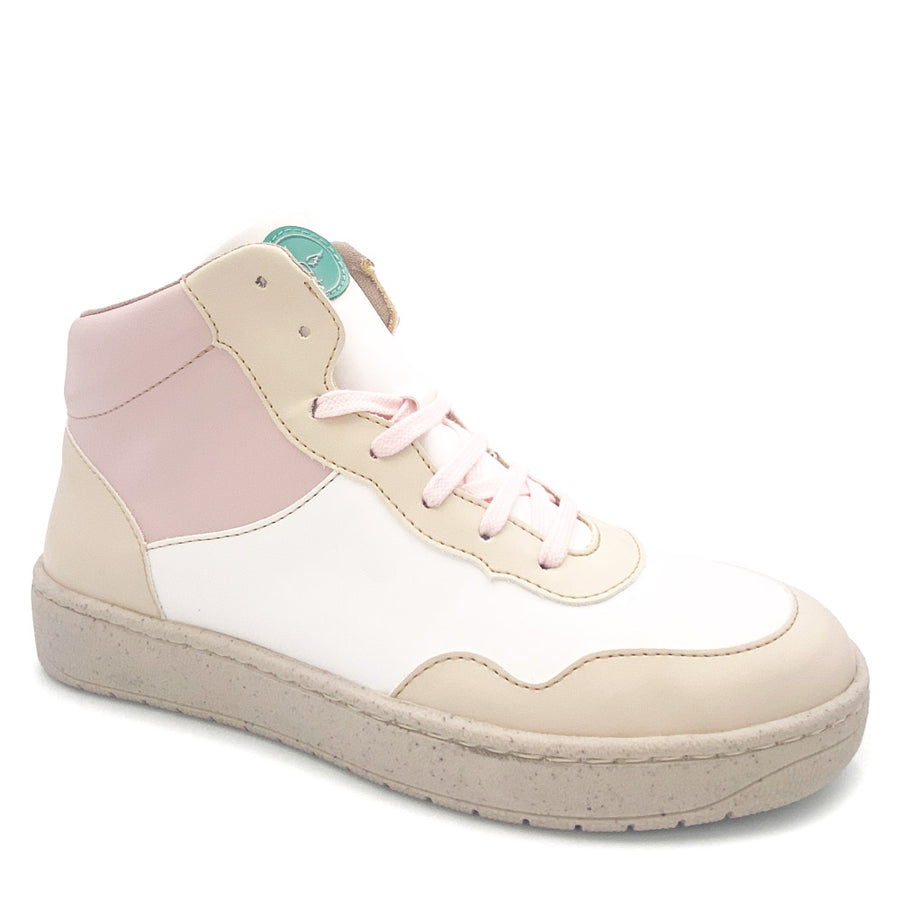 White and beige sneaker in recycled materials 38313