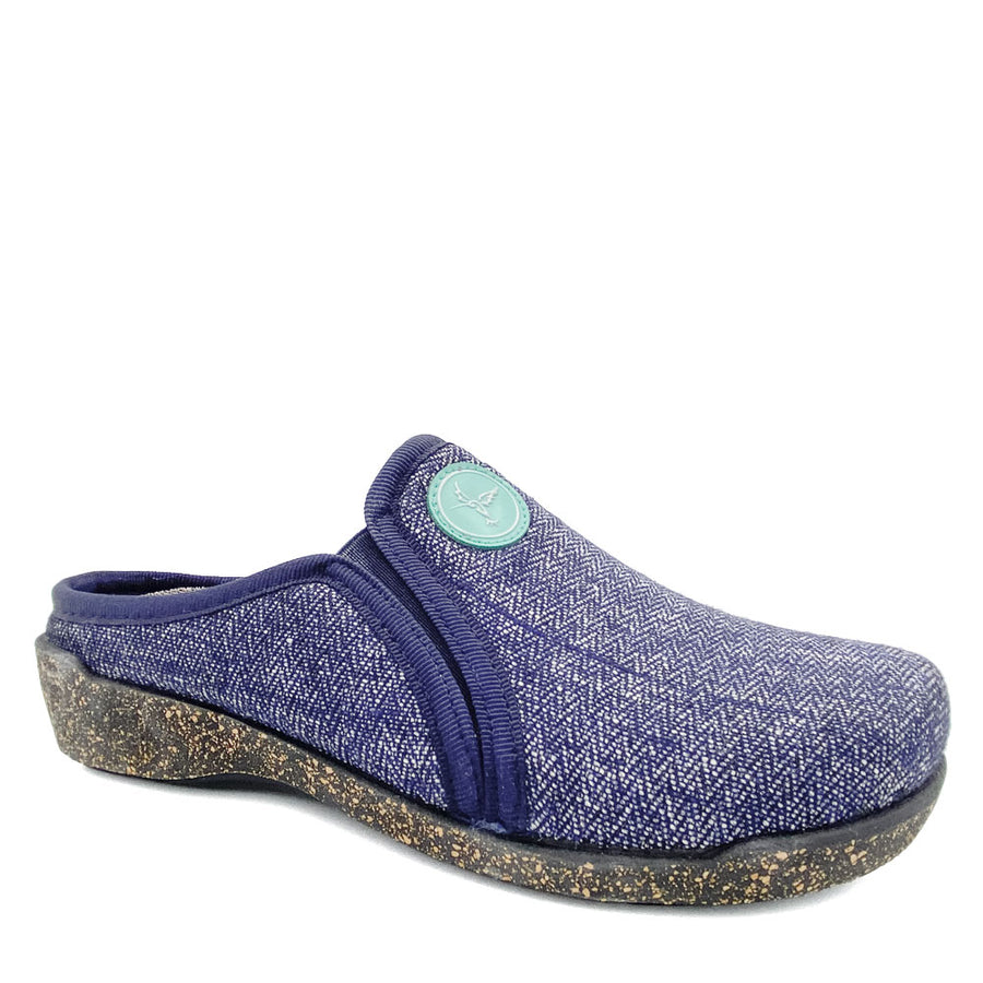 Blue slipper in recycled textile 9360