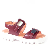 AURA Burgundy Cactus Leather Sandals