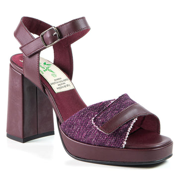 Burgundy sandal in recycled textile 2053