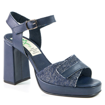 Blue sandal in recycled textile 2053