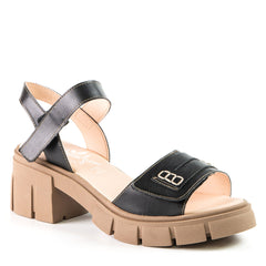 BEVERLY Sandale noire en cuir de cactus