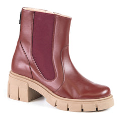CHELSEA Bottillon Bourgogne en cuir de cactus