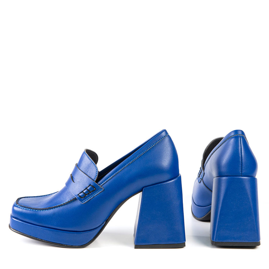 GINNY Blue Cactus Leather Loafer 