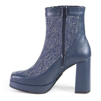 MAGALIE Blue Recycled Material Heeled bootie 
