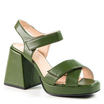 Green sandal in cactus leather 2066