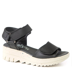LARENTIA Sandale noire en cuir de cactus