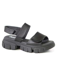 VESTA Sandale noire en cuir de cactus