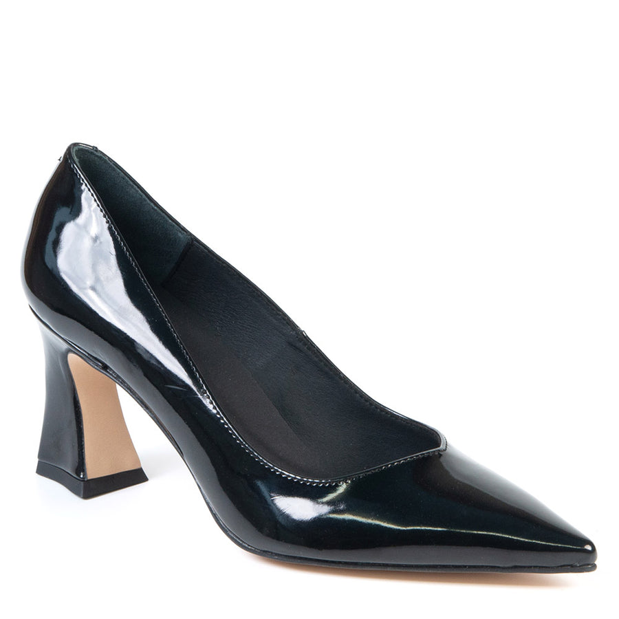 Black patent heel in cactus leather 13195