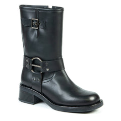 Botte noir en cuir de cactus 13395